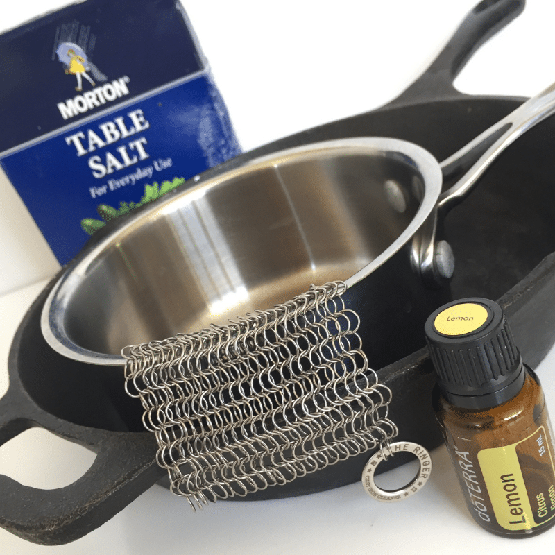 Cast Iron Cleaner Chainmail Scrubber with Pan Scraper, Upgraded