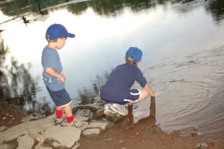 Boys on the bank