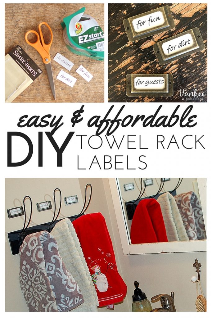 Simple and affordable DIY Towel Rack Labels: all you need is a printer and a few quick supplies.