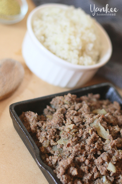 Paleo Adobo Beef with Cauli Rice | Yankee Homestead