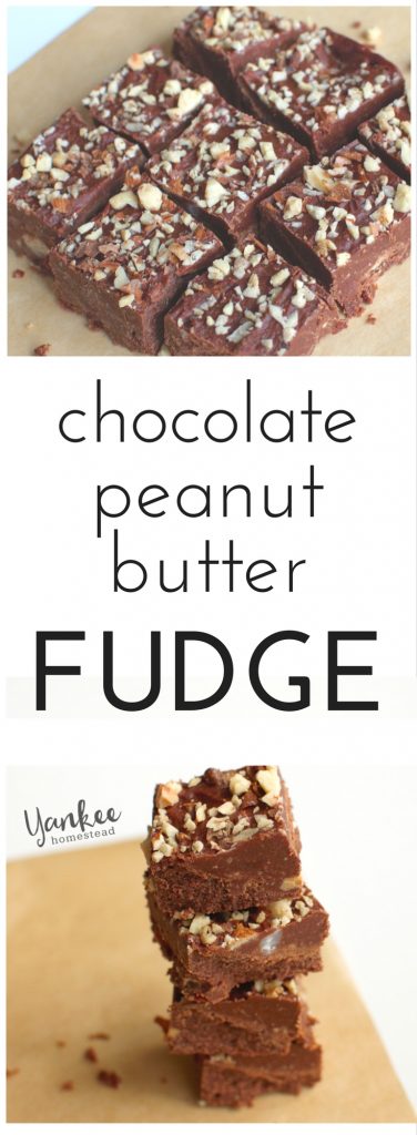 Healthy Chocolate Peanut Butter Fudge with real food ingredients. | Yankee Homestead