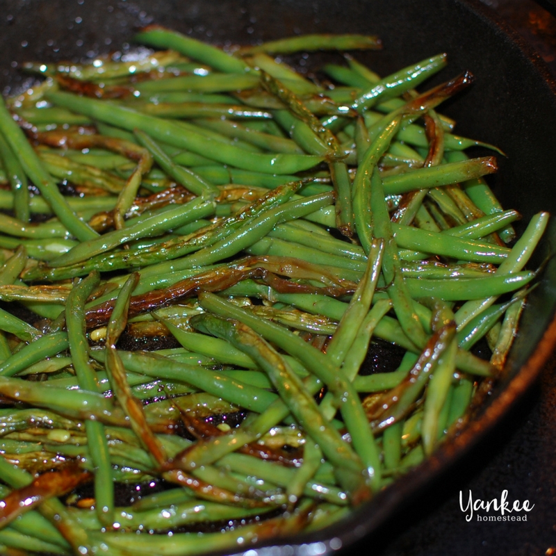 Green Beans in Cast Iron Skillet Roots & Boots