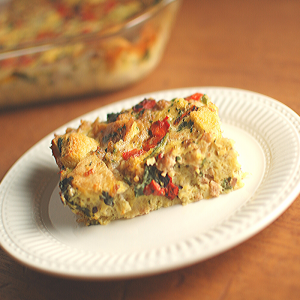 Awesome for breakfast or dinner, this make ahead gluten-free Sausage and Egg Bake is a great way to sneak more veggies into your family's diet.