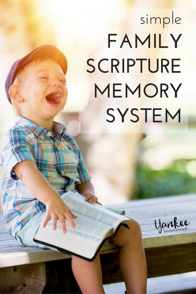 This simple family Scripture memory system really works! An easy rotation method allows you to memorize many verses in just five minutes or less each day. | Yankee Homestead