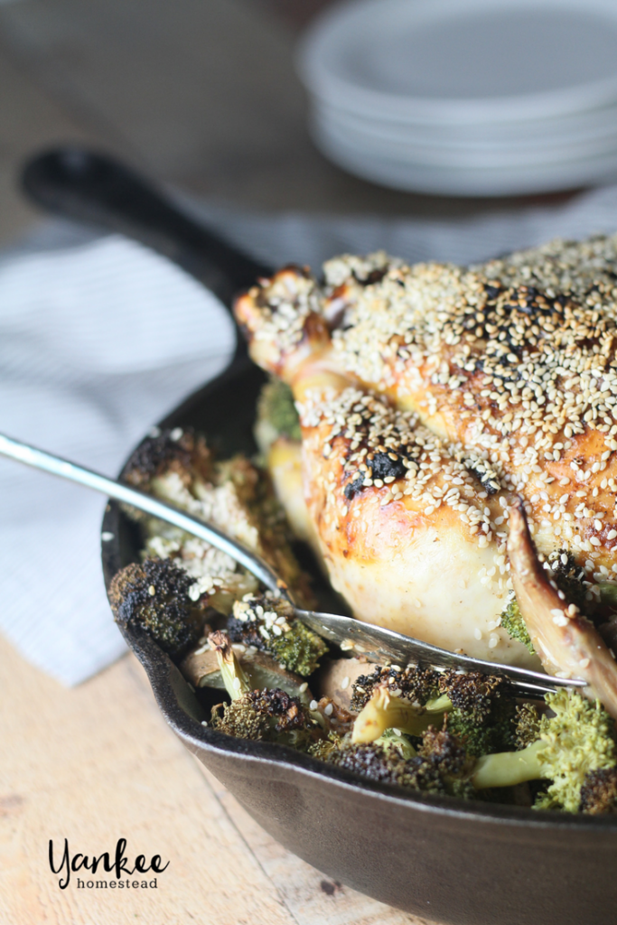 Paleo Sesame Garlic Chicken with Broccoli & Sweet Poatoes | Yankee Homestead