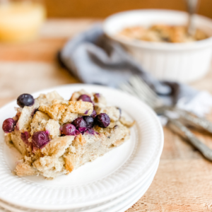 Paleo Friendly Blueberry French Toast Casserole | Roots & Boots