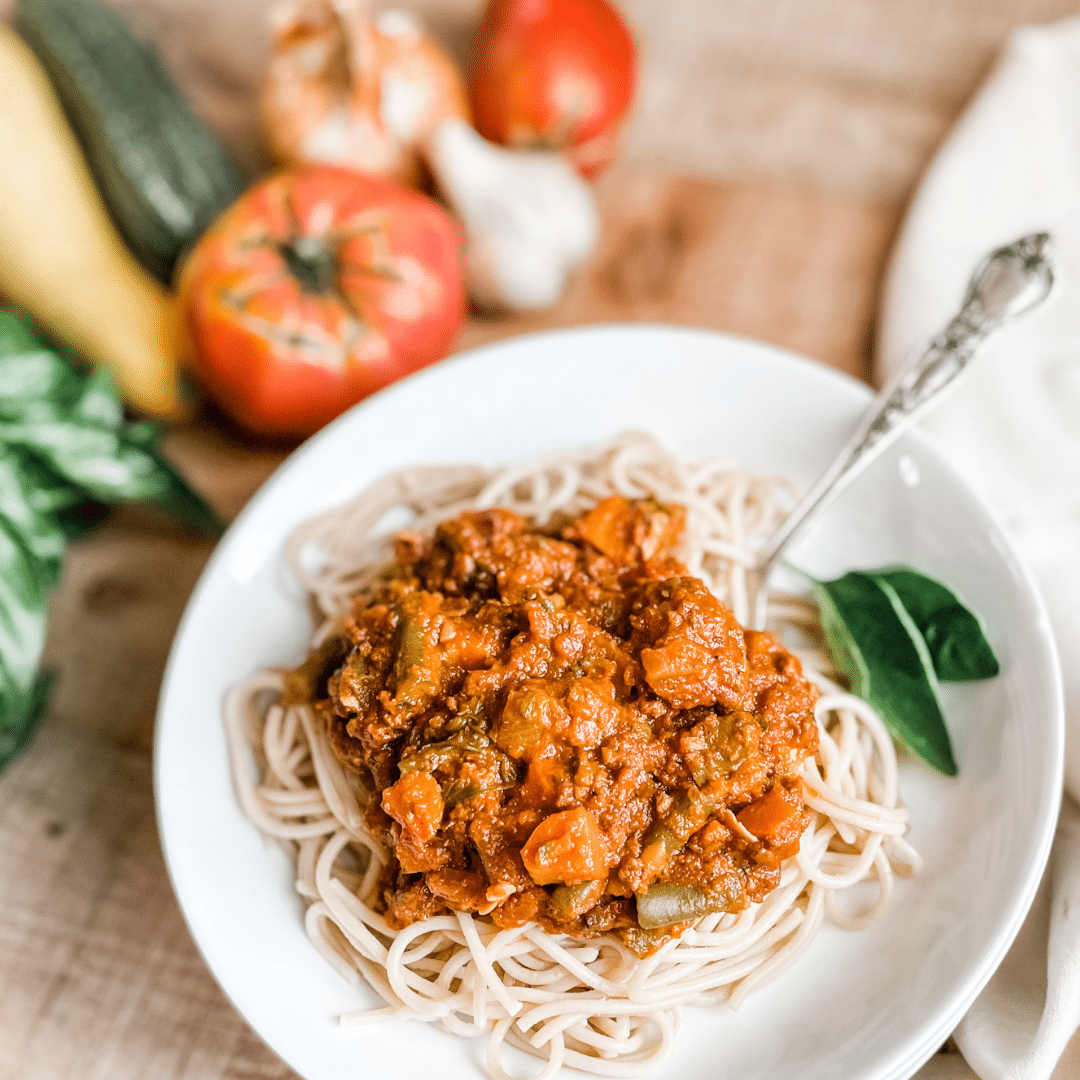 Hearty Marinara with Veggies & Ground Beef | Roots & Boots