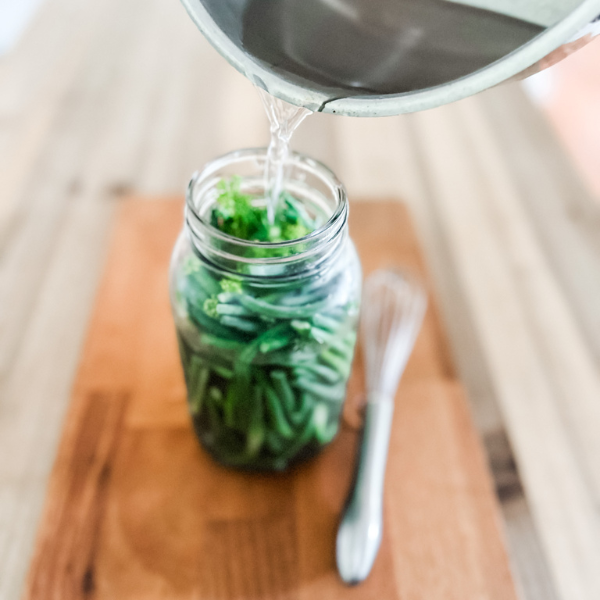 Saltwater Brine for Fermented Garlic Scape Pickles | Roots & Boots