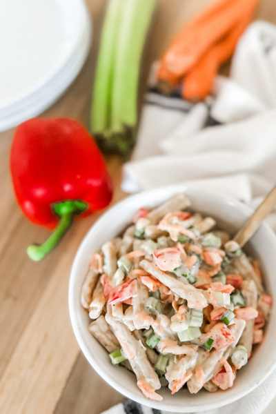 Creamy Gluten Free Pasta Salad with Veggies | Roots & Boots