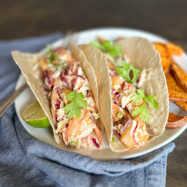 Pork Tacos with Pineapple Chili Lime Slaw | Roots & Boots