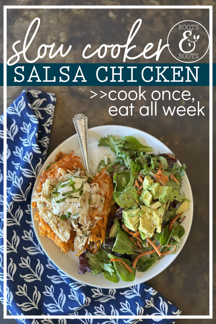 Slow Cooker Salsa Shredded Chicken | Roots & Boots