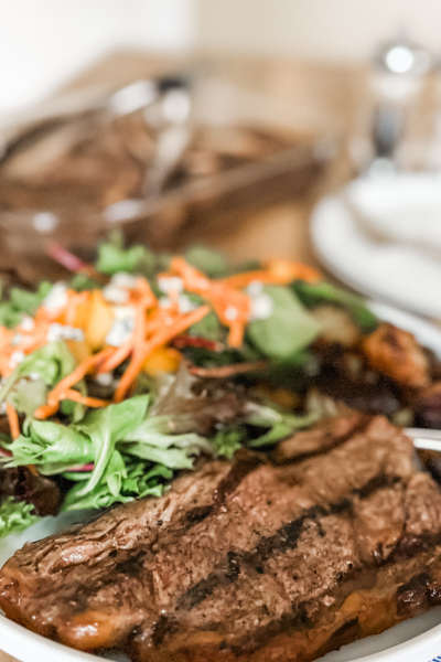 Grass-Fed Steak with Green Salad and Crispy Potatoes | Roots & Boots