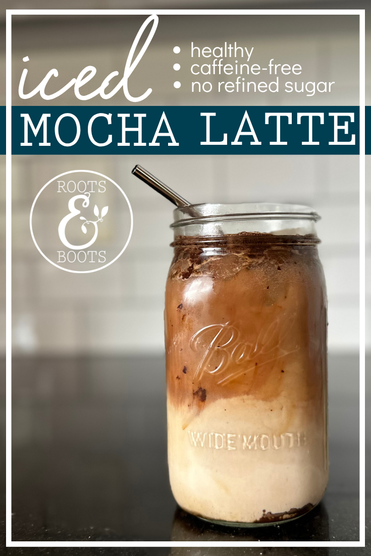 Healthy Herbal Iced Mocha Latte | Roots & Boots