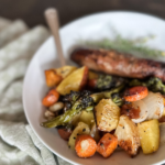 Peach Thyme Roasted Vegetables with Sausage | Roots & Boots