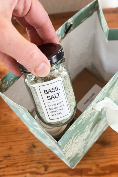 Homemade Basil Salt Gift | Roots & Boots
